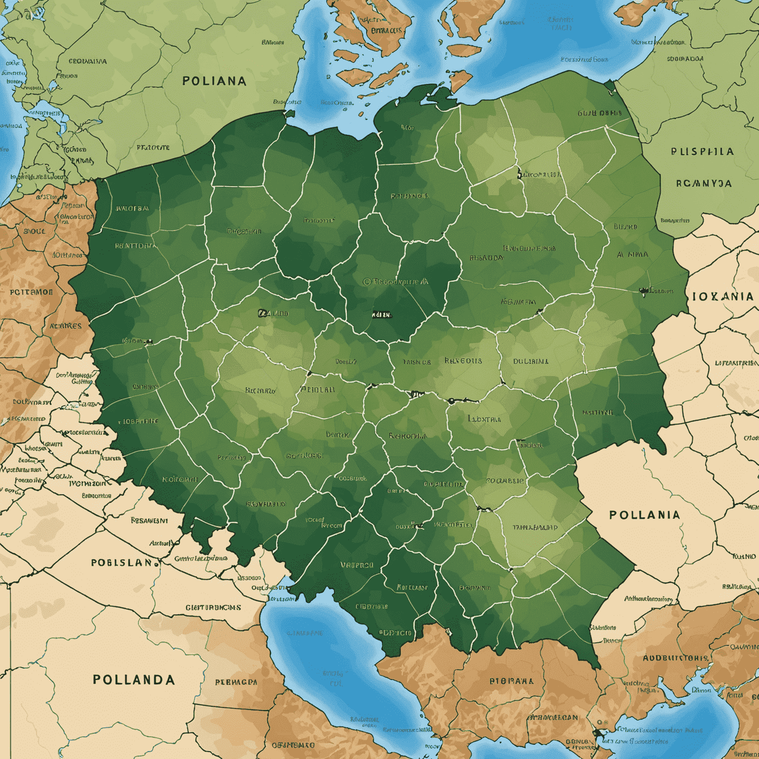 Mapa Polski pokazująca rozszerzone obszary zasięgu sieci Plus